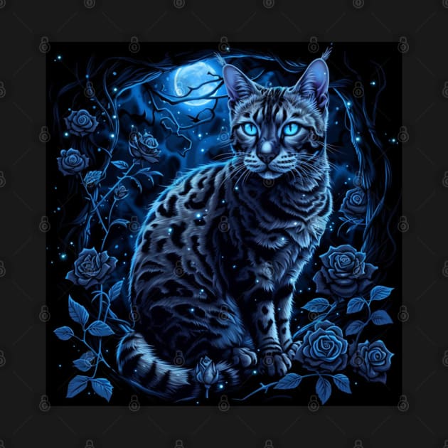 Bengal Cat And Moon by Enchanted Reverie
