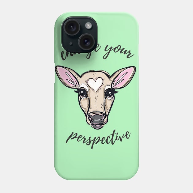 Change Your Perspective Tan Baby Cow Phone Case by IllustratedActivist