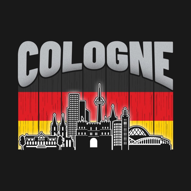 Cologne Germany Skyline Vintage German Flag by travel2xplanet