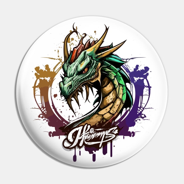 Graffiti Paint Dragon Creative Pin by Cubebox