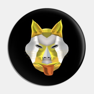 Futuristic Fantasy Wolf Fox Coyote Dog Canine Hybrid Mask (Black Background) Pin