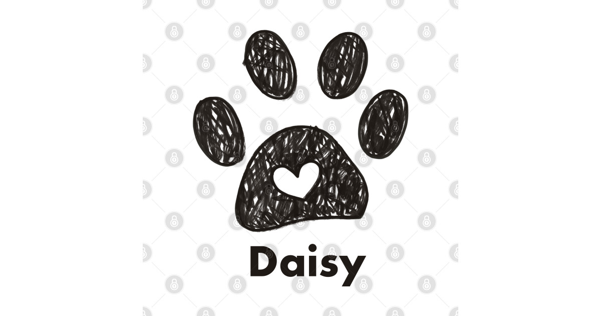 Daisy name made of hand drawn paw prints Daisy Name Made Of Hand