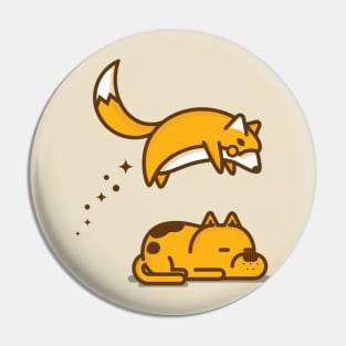 Fox and Lazy Dog Pin