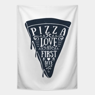 Hand Drawn Pizza Slice. Love At First Bite. Lettering Tapestry