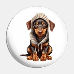 Winter Doberman Pinscher Dog Pin