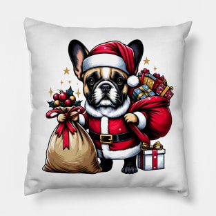 French Bulldog Santa Claus Christmas Pillow