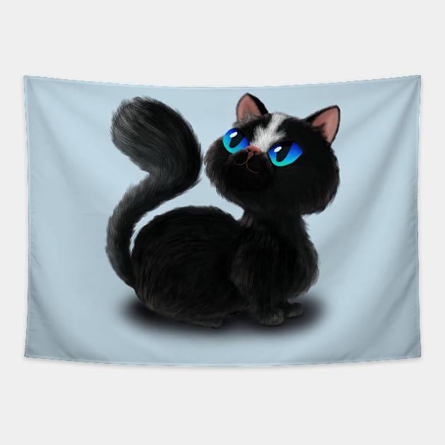 Cute Black Cat Tapestry by CandieFX 