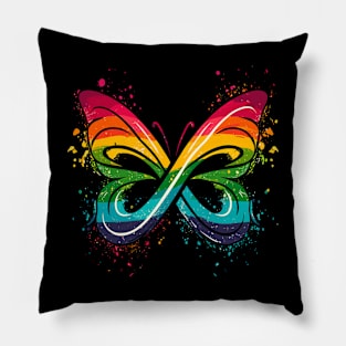 Infinity Rainbow Butterfly Autism Neurodiversity Awareness Pillow