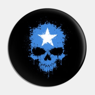 Chaotic Somalian Flag Splatter Skull Pin