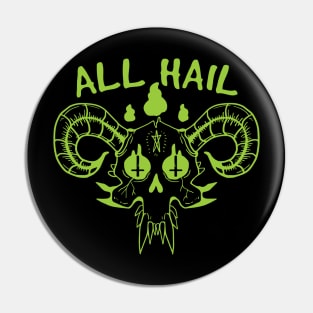 Satanic All Hail Skull Pin