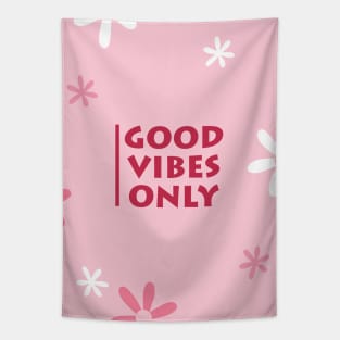 Good vibes only, Indie art print, Kidcore decor, Colorful decor, 90s bedroom decor, Pink aesthetic Tapestry