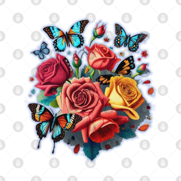 Beautiful Butterflies and Colourful Roses by JnS Merch Store
