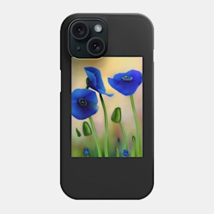 BLUE POPPIES ON A LIGHT YELLOW BACKGROUND Phone Case