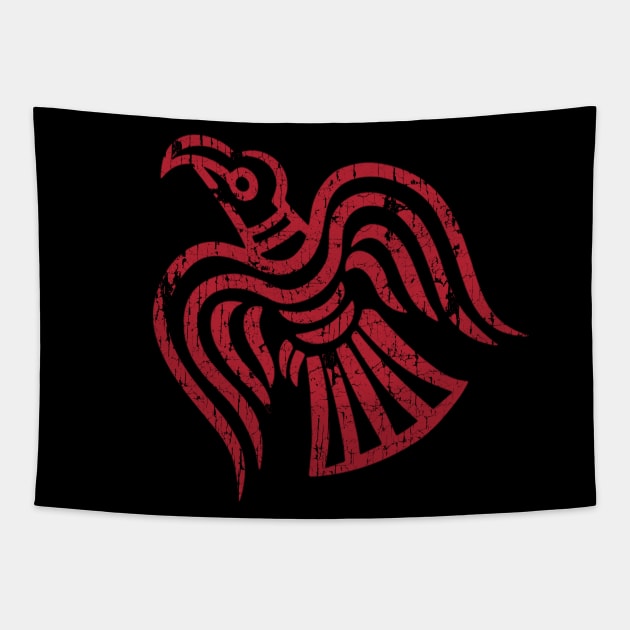 raven of odin red distressed Tapestry by Blue Pagan