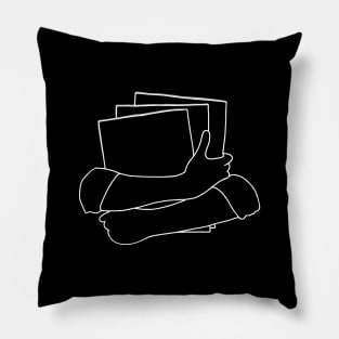 Hands Holding Books Line Art - Hands Embracing White Books Line art Pillow