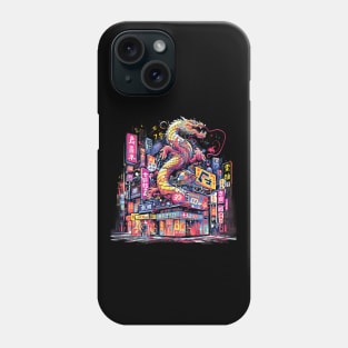 Colorful City Scene and a Dragon Phone Case