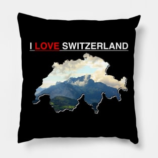 I Love Switzerland Map Mountains Pillow