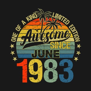 Vintage 39 Years Old June 1983 Decorations 39th Birthday T-Shirt