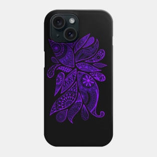 Abstract Zentangle Swirls Design (purple on black) Phone Case