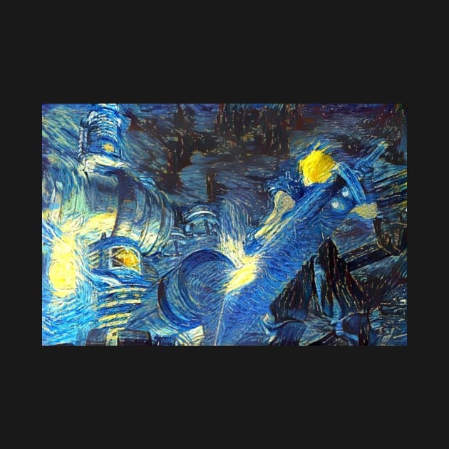 Final Fantasy 7 Cloud Midgar Starry Night by Starry Night