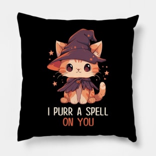 Funny Cat Pun Witch Spell Graphic Men Kids Women Halloween Pillow