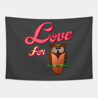 Love for Owl Tapestry