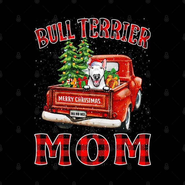 Christmas Bull Terrier Mom Santa Hat Truck Tree Plaid Dog Mom Christmas by intelus