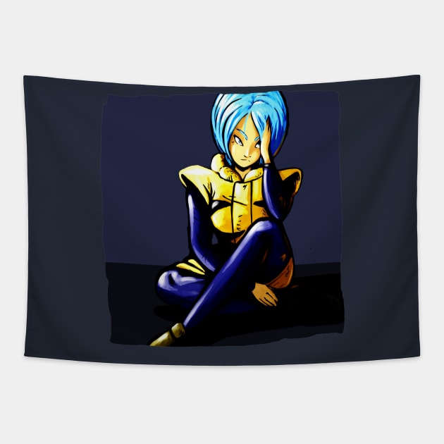 The Blue Haired Genius Tapestry by BaconBabyArt