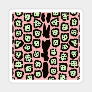 Jaguar Pattern in Melon on Pink Lemonade Magnet
