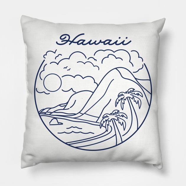 Hawaii Beach Island Logo Pillow by luckybengal