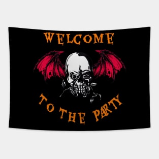 Halloween Skull Welcome To The Party Horror Tapestry