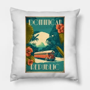 Dominican Republic Vintage Travel Art Poster Pillow