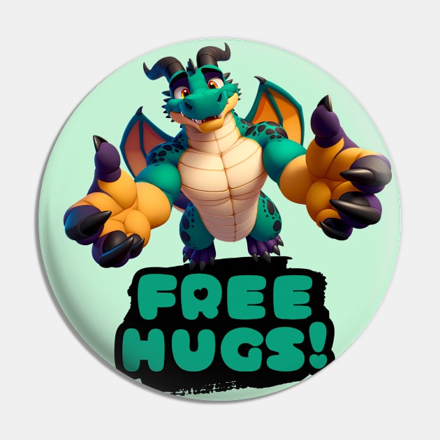 Free Hugs From A Scalie Anthro Dragon Pin by Blue Bull Bazaar