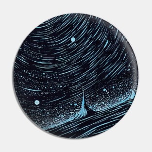 Space Painting in Abstract style, in Blue and Black Tones Pin