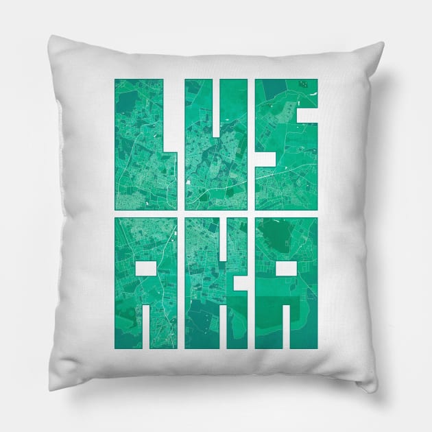 Lusaka, Zambia City Map Typography - Watercolor Pillow by deMAP Studio