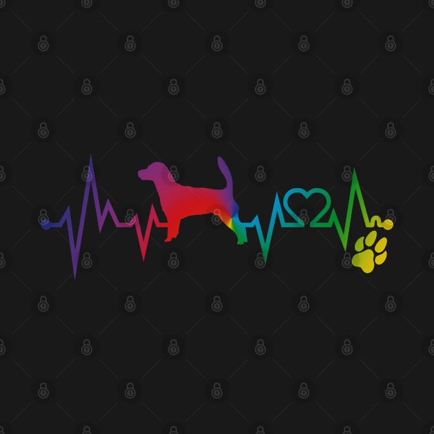 Jack Russell Terrier Colorful Heartbeat, Heart & Dog Paw by kimoufaster