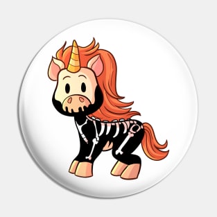 Cute Halloween Unicorn in Skeleton Costume Pin