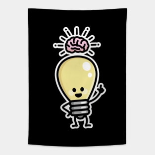 Light bulb idea brains creative genius funny creativity nerd Tapestry