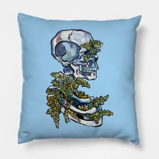 Woolly Lipped Fern Rib Cage and Skull Pillow