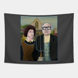 American Gothic with Danny DeVito and Rhea Perlmann Tapestry