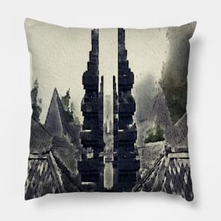 Ceto hindu Temple in mist painting Pillow