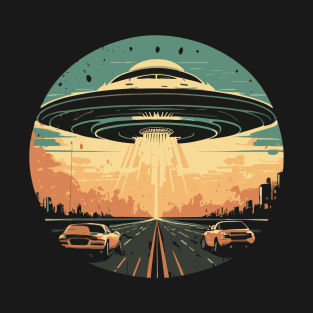 THEY Are Here - UFO over the Highway T-Shirt