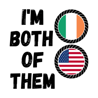 Half Irish Half American Heritage USA Roots & Ireland DNA Family Flag Design T-Shirt