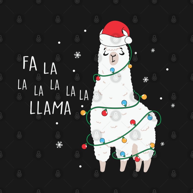 Fa La La Llama Santa Hat Wrapped in Christmas Lights by BadDesignCo