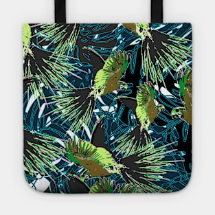 Macaw And Tropical Leaves Vector Seamless Print Tote