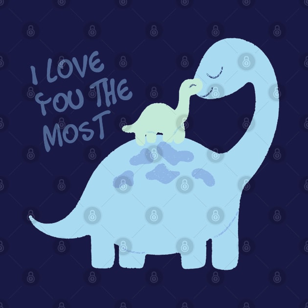 Mom and baby blue dinosaurs I love you the most by BoogieCreates