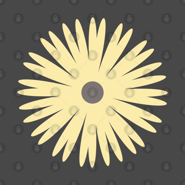 Flower 1, Minimalist Abstract Floral in Dark Taupe and Yellow by tramasdesign