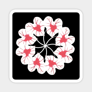 White and Red Kaleidoscope Caladium Leaves Magnet