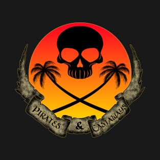 Skull Sunset and Pirate Banner T-Shirt