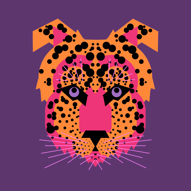 Cheetah Face, Orange and Pink by AnimalMagic